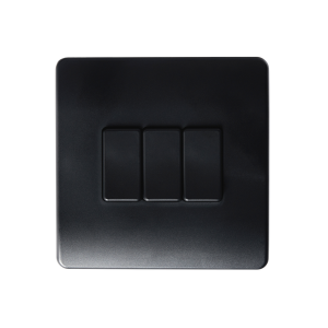 3 Gang Battery powered Switch  On/Off/Dim Matt Black IP20 CR2032 battery supplied