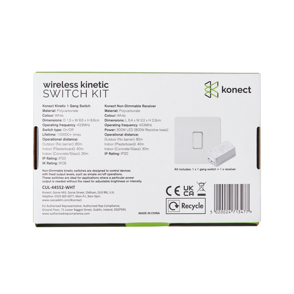 Single Kinetic Switch with Receiver Kit - White - Image 2
