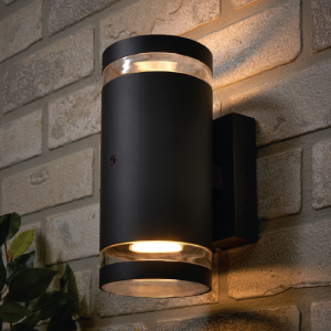 Lens Outdoor Up & Down Wall Light with Photocell, Anthracite