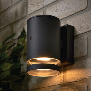 Lens Outdoor Wall Light with Photocell, Anthracite