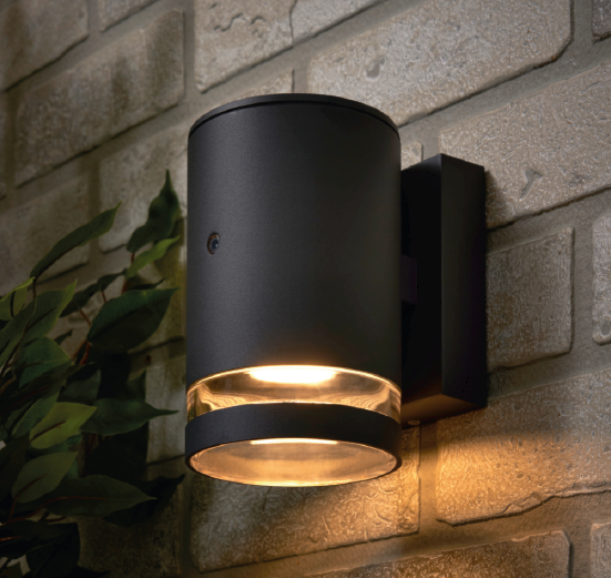 Lens Outdoor Wall Light with Photocell, Anthracite