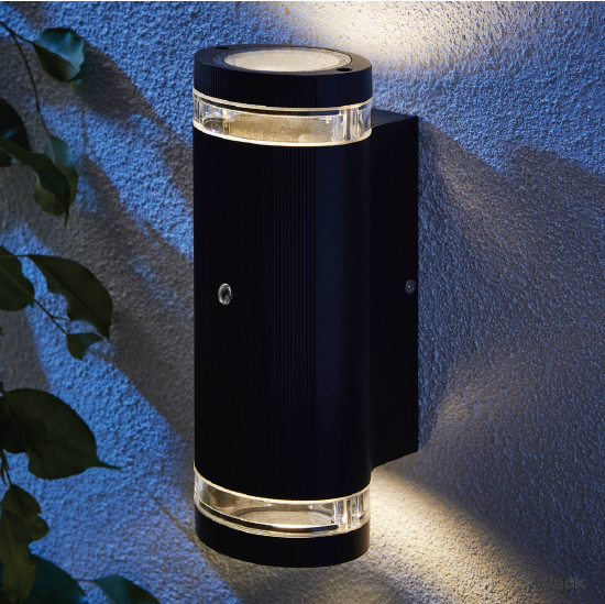Helix 2 Light Up and Down Outdoor Cylinder Wall Light with Photocell - Black - Image 5