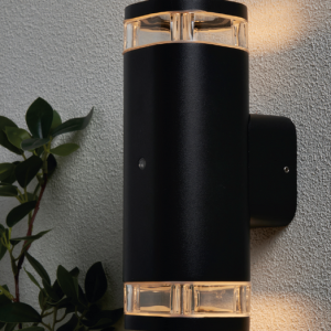 Eos 2 Light Up & Down Outdoor Wall Light with Photocell Sensor - Black