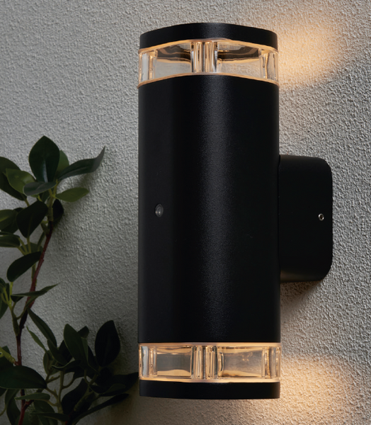 Eos 2 Light Up & Down Outdoor Wall Light with Photocell Sensor - Black