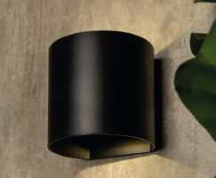 Maui Outdoor LED Rounded Up and Down Wall Light - Black - Image 2