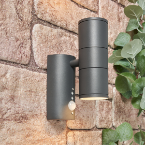 Islay Up and Down Outdoor Wall Light with PIR Sensor, Anthracite