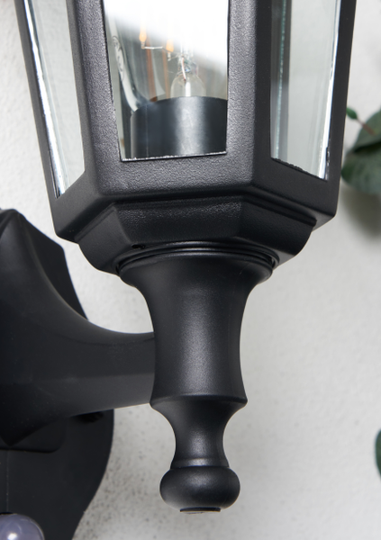 Bianca Outdoor Polycarbonate Wall Lantern with PIR Sensor, Black - Image 2