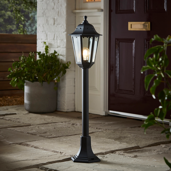 Bianca Outdoor Polycarbonate Tall Lamp Post Lantern, Black - Image 2