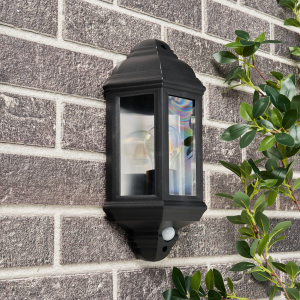 Athena Outdoor Half Wall Lantern with PIR Sensor, Black