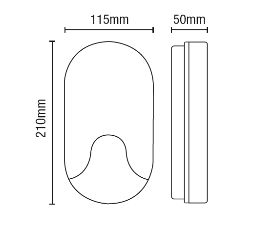 Turus 15 Watt Outdoor Oval Bulkhead Light, Black - Image 2