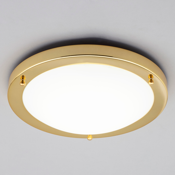 Delphi Large Flush Bathroom Ceiling Light - Brass - Image 2