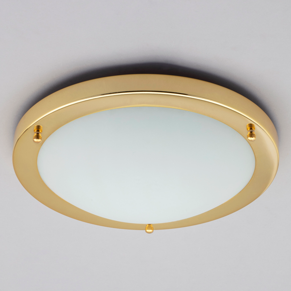 Delphi Large Flush Bathroom Ceiling Light - Brass - Image 3