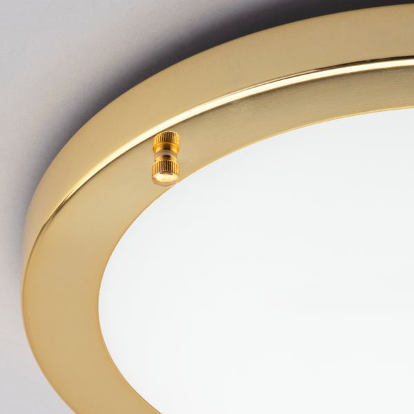 Delphi Large Flush Bathroom Ceiling Light - Brass - Image 4