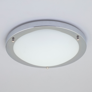 Delphi Large Flush Bathroom Ceiling Light - Chrome