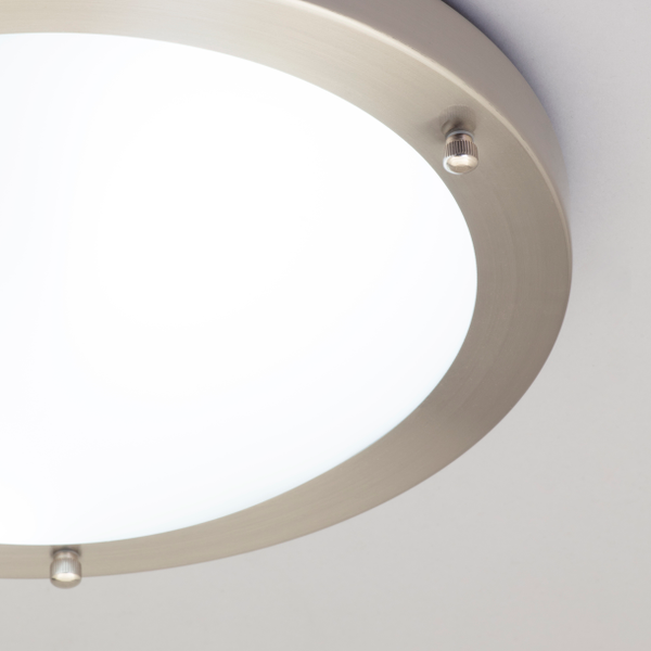 Delphi Large Flush Bathroom Ceiling Light - Satin Nickel - Image 5