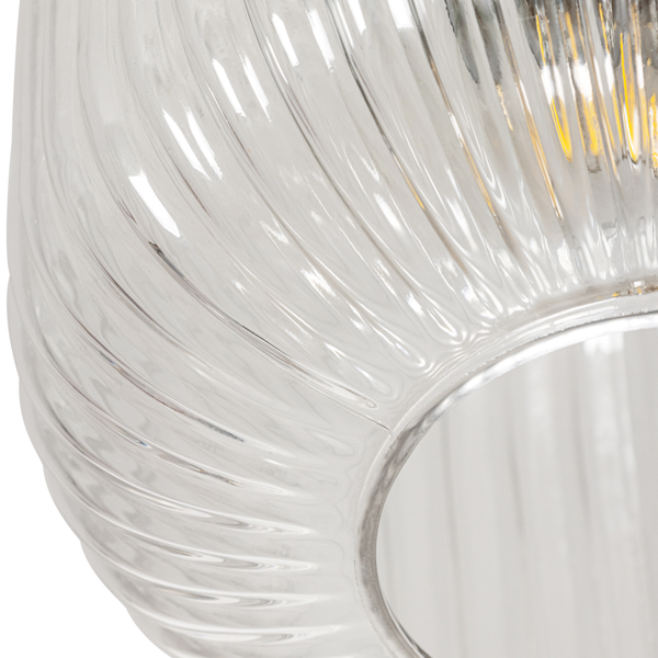 Quebec Ribbed Glass Bathroom Flush Ceiling Light - Chrome - Image 4