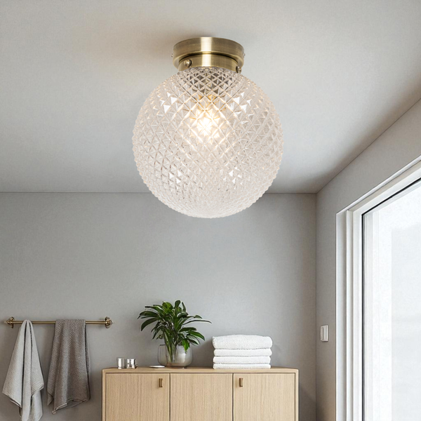 Vermont Ceiling Pendant. IP44. Antique Brass