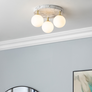 Toronto 3 Light Bathroom Ceiling Light -  Marble Effect