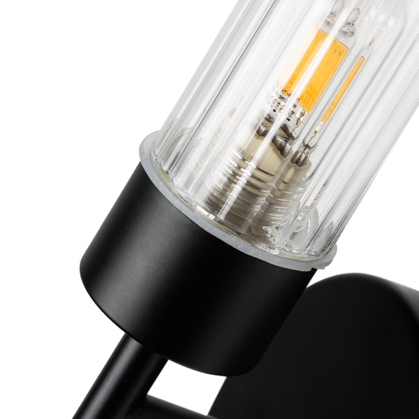 Ottawa Ribbed Wall Light. IP44. Black - Image 2