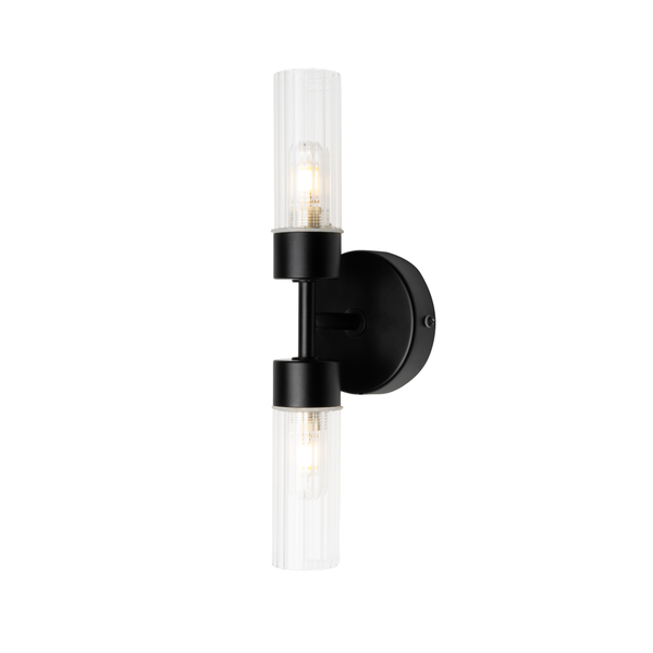 Ottawa Ribbed Wall Light. IP44. Black - Image 4