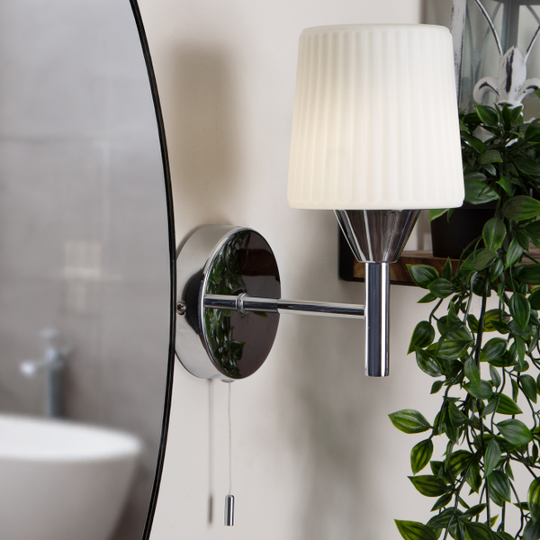 Aquarius Ribbed Opal Glass Wall Light