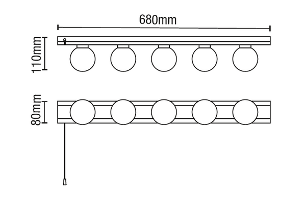 Ara Hollywood Style Bathroom Wall Light, Chrome - Image 2