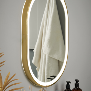 Cian CCT LED Oval Framed Mirror Motion/Demist, Satin brass