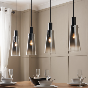 Atrani 4 light Kitchen/Diner Bar Pendant - Black/Ombre