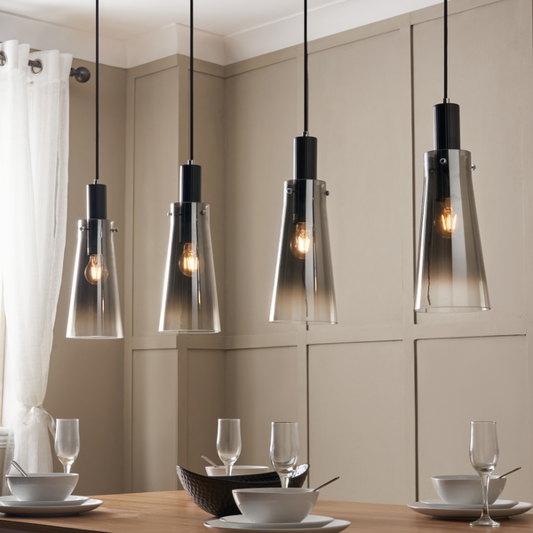 Atrani 4 light Kitchen/Diner Bar Pendant - Black/Ombre