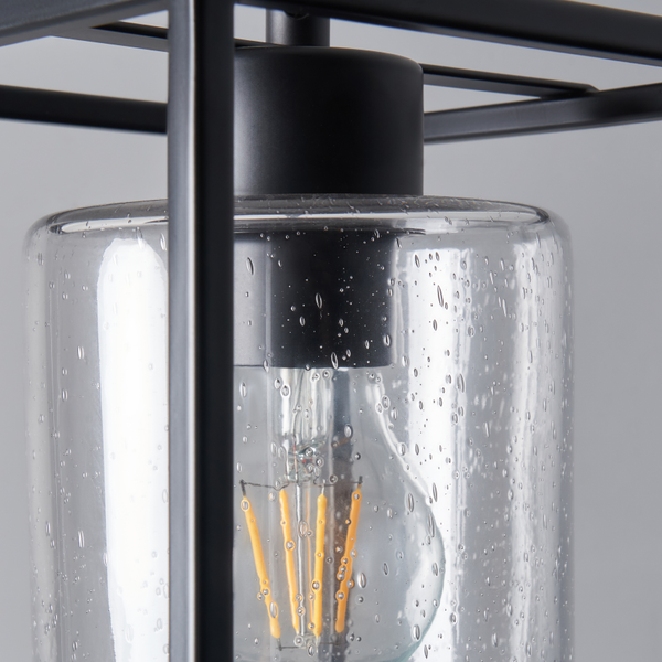 Hardy Caged 1 Light Kitchen/Diner Pendant - Matt Black/Bubble Glass - Image 6