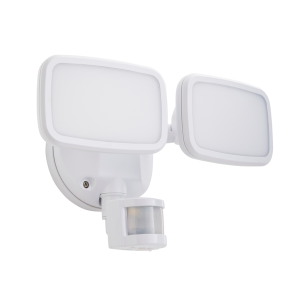 Lynn Twin 20 Watt LED Outdoor Flood Light with PIR Sensor - White