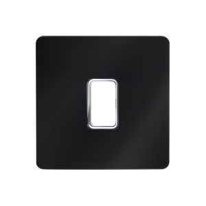 Decorative Kinetic Switch - 1 Gang, Black Chrome Front, White switch and body- Non Dimmable