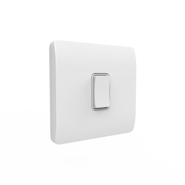 Slimline Kinetic Switch- 1 Gang, White body, white switch. -Non- Dimmable