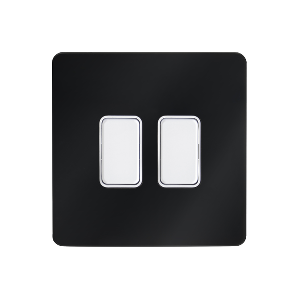 Kinetic Plated 2 Gang Grid Switch Black Chrome -Order Back Plate & Switch Separately