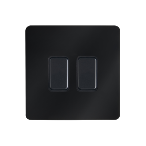 Decorative Kinetic Switch - 2 Gang, Black Chrome Front, Black switch and body- Dimmable