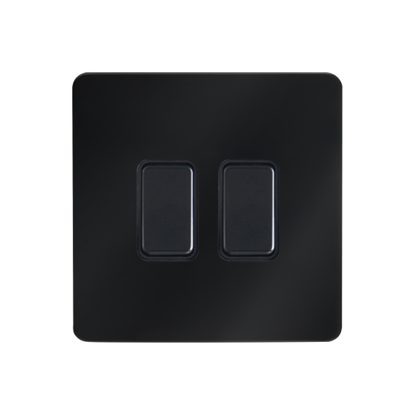 Kinetic Plated 2 Gang Grid Switch Black Chrome -Order Back Plate & Switch Separately - Image 2
