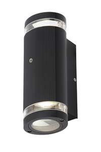 Helix 2 Light Up and Down Outdoor Cylinder Wall Light with Photocell - Black - Image 8