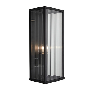 Memphis Outdoor Box Frame Lantern with Ribbed Glass - Black - Image 9