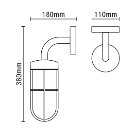 Woking Outdoor Industrial Style Caged Wall Light, Black - Image 4