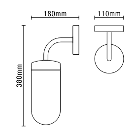 Kew Outdoor Industrial Style Curved Arm Wall Light - Stainless Steel - Image 4