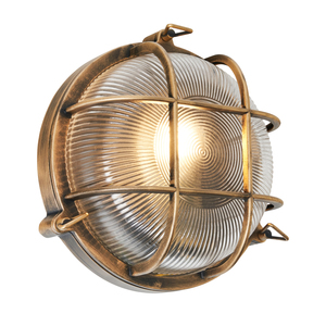 Gali Outdoor Caged Round Bulkhead Wall Light, Gold - Image 6