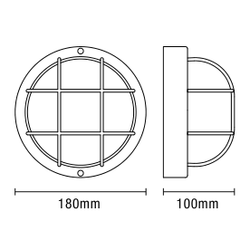 Mars Polycarbonate Round Bulkhead Outdoor Wall Light, Black - Image 2