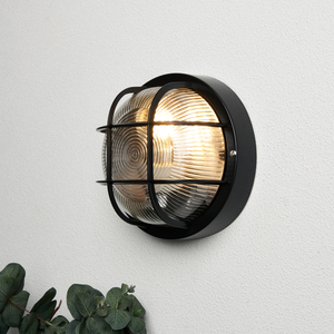Mars Polycarbonate Round Bulkhead Outdoor Wall Light, Black - Image 4