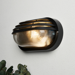 Puck Oval Outdoor Bulkhead Eyelid Wall Light, Black - Image 4