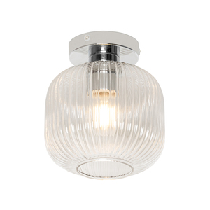 Quebec Ribbed Glass Bathroom Flush Ceiling Light - Chrome - Image 7