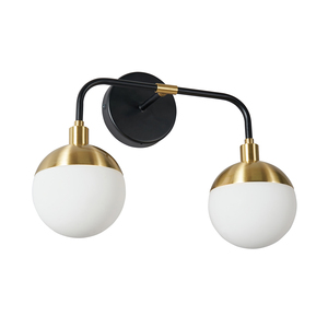 Lille 2 Light Bathroom Wall Light, Black and Brass - Image 6