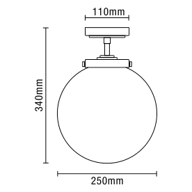 Porto Bathroom Globe Ceiling Light, Matt Black - Image 4