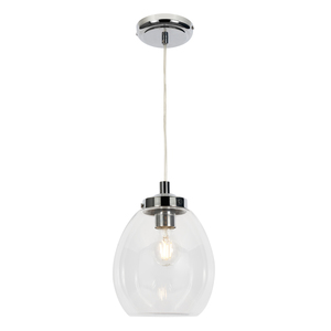 Bryn Clear Glass Bathroom Ceiling Pendant, Chrome - Image 6