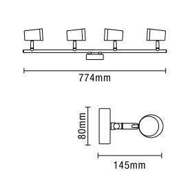 Freya Bathroom Ceiling Spotlight Bar, Matt Black