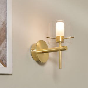 Gene Single Bathroom Wall Light, Satin Brass - Image 4
